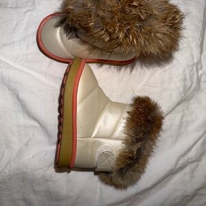 Comfy USA Cream and Brown Fur-Lined Kids Boots